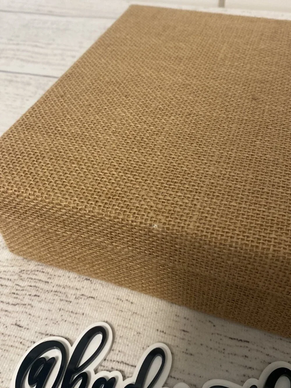 Brown Tan Burlap Vintage Inspired Photo Storage or Display Box